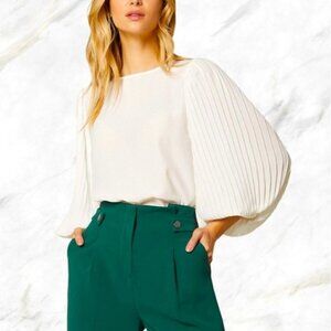 NWT RW&Co. White Ruffled Wide Sleeve Blouse